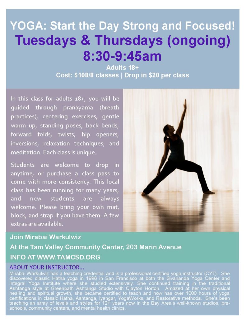 Tam Valley Yoga:  Tuesdays & Thursdays 8:30am @ Tam Valley Community Center | Mill Valley | California | United States